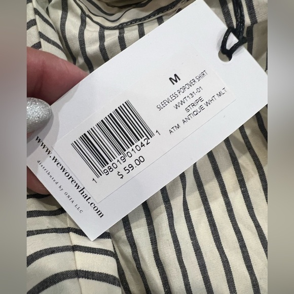 WEWOREWHAT Sleeveless Popover Shirt Medium NWT button down collared striped - Picture 8 of 8